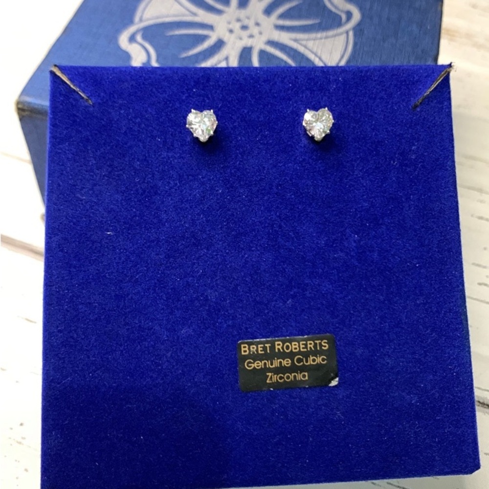 Bret Roberts Cubic Zirconia Stud  heart Earrings
